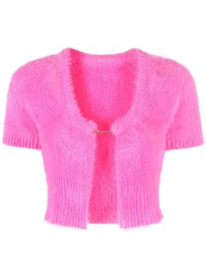 Jacquemus - Pink Cropped Knit Cardigan