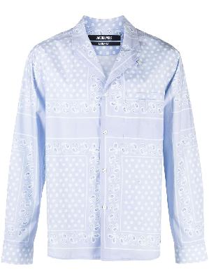 Jacquemus - Blue Paisley Print Long-Sleeved Cotton Shirt