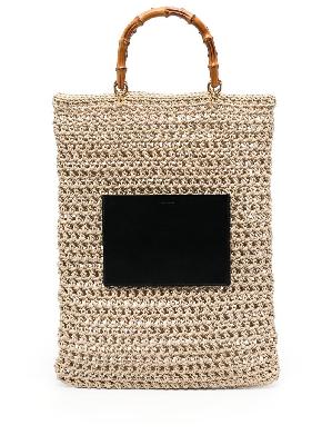Jil Sander - Neutral Woven Cotton Top Handle Bag