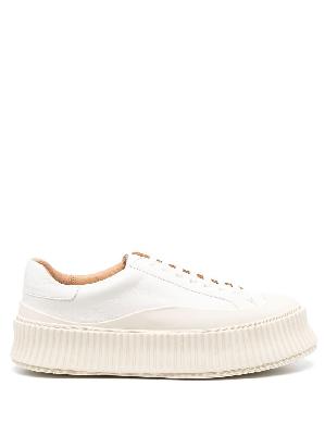 Jil Sander - White Leather Flatform Sneakers
