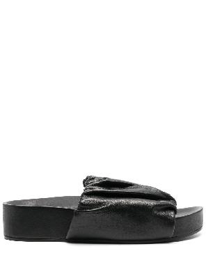 Jil Sander - Black Ruched Leather Sandals