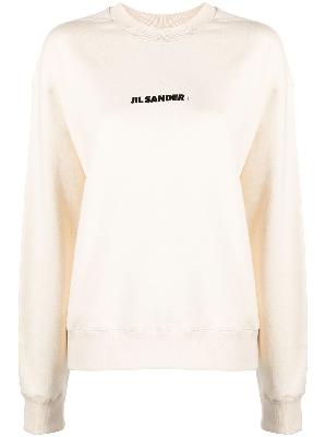 Jil Sander - Cream Logo Print Cotton Sweatshirt