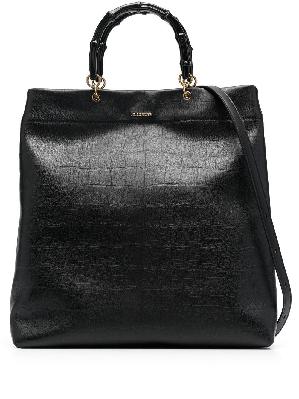 Jil Sander - Black Mock Croc Leather Top Handle Bag