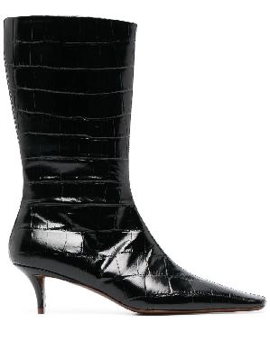 Jil Sander - Black 70 Mock Croc Leather Boots