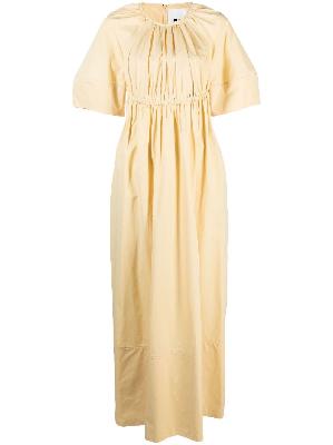 Jil Sander - Yellow Ruched Cotton Midi Dress