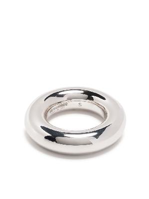 Jil Sander - Silver Tone Engraved Logo Ring