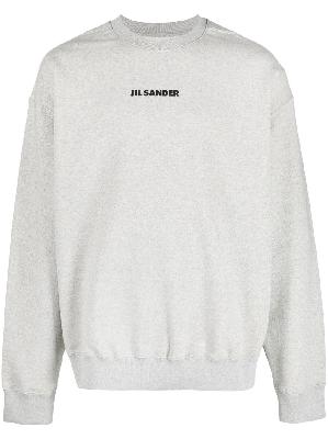 Jil Sander - Grey Logo Print Crew Neck Sweatshirt