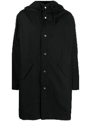 Jil Sander - Black Logo Print Hooded Parka Coat