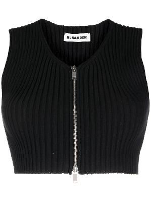 Jil Sander - Black Knitted Cropped Top
