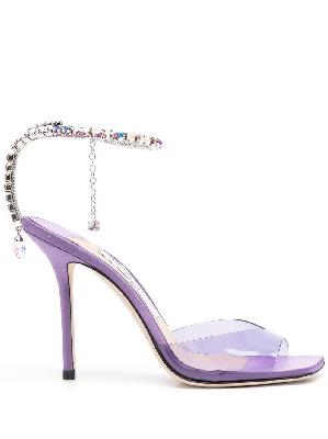 Jimmy Choo - Purple Saeda 100 Crystal Embellished Sandals