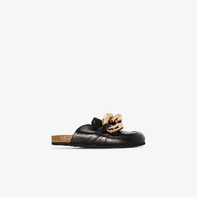 JW Anderson - Black Chain Leather Loafer Mules