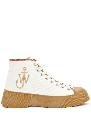 JW Anderson - White Logo Embroidered High Top Sneakers