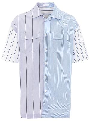 JW Anderson - Blue Panelled Stripe-Print Shirt