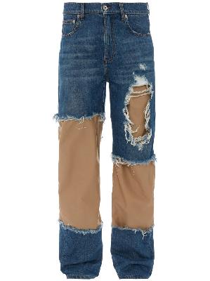 JW Anderson - Blue Distressed Patchwork Straight-Leg Jeans
