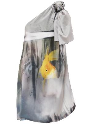 JW Anderson - Grey Goldfish Print One-Shoulder Dress