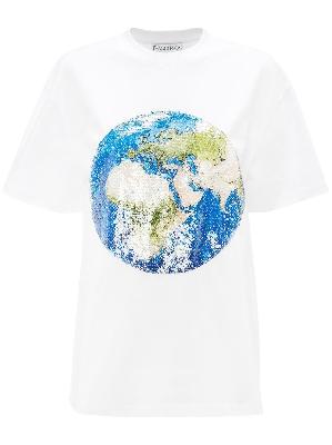 JW Anderson - White Sequin Globe T-Shirt