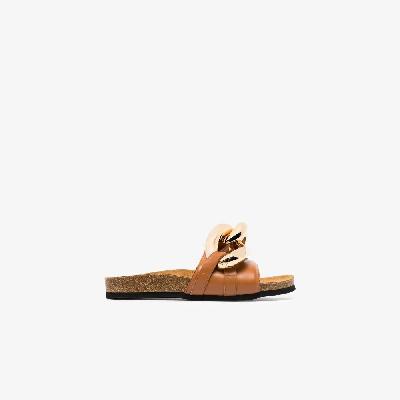 JW Anderson - Brown Chain Leather Slides