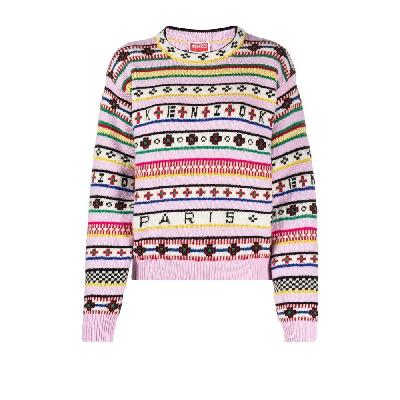 Kenzo - Pink Fair Isle Jacquard Sweater