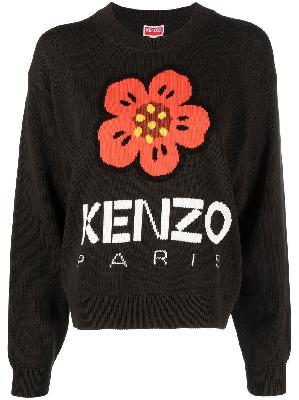 Kenzo - Black Boke Flower-Intarsia Knit Jumper