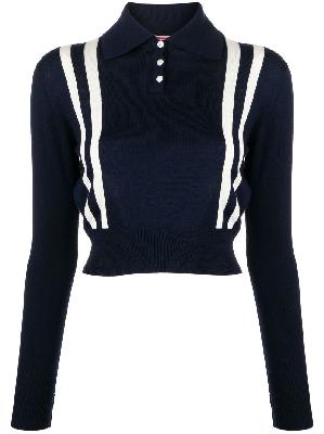 Kenzo - Blue Long-Sleeve Knit Polo Sweater
