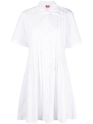Kenzo - White Pintuck Short Sleeve Shirt Dress