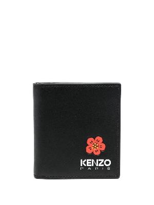 Kenzo - Black Logo Print Bi-Fold Leather Wallet