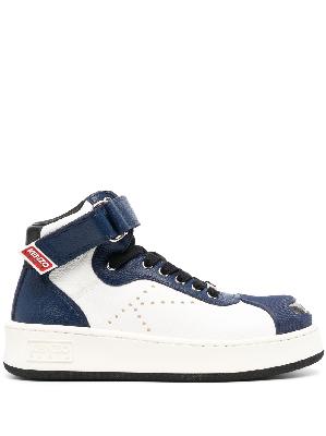 Kenzo - Blue And White Hoops High-Top Sneakers