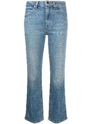 KHAITE - Blue Vivian Cropped Bootcut Jeans