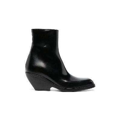 KHAITE - Black Hooper 55 Leather Ankle Boots