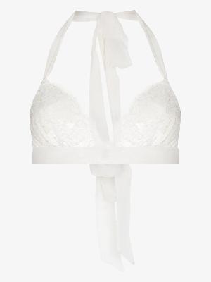 Kiki De Montparnasse - White Cadeau Lace Silk Triangle Bra