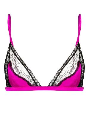 Kiki De Montparnasse - Pink Lace Silk Triangle Bra