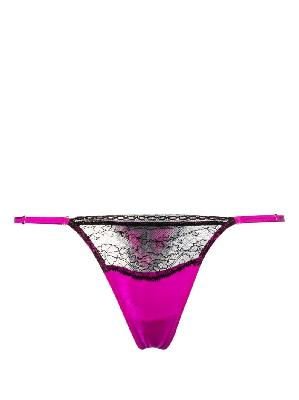 Kiki De Montparnasse - Pink Lace Silk Thong