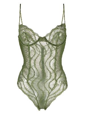 Kiki De Montparnasse - Green Lace Trim Bodysuit