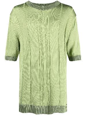 Kiko Kostadinov - Green Fine Cable Knit Short Sleeved Sweater