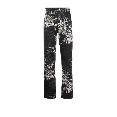 Kwaidan Editions - Black Floral Print Straight-Leg Jeans