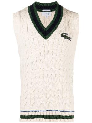 Lacoste - White Cable Knit Logo Patch Top