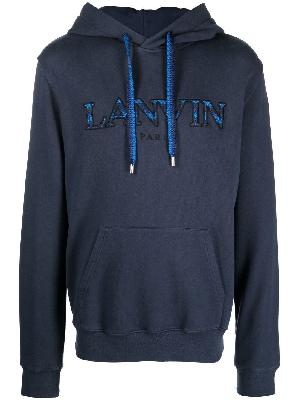Lanvin - Blue Embroidered Logo Cotton Hoodie