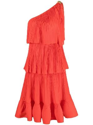 Lanvin - Red Asymmetric Three Layer Ruffle Dress