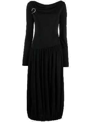 Lanvin - Black Asymmetric Waist Midi Dress