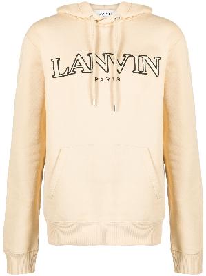 Lanvin - Neutral Logo Embroidered Drawstring Hoodie