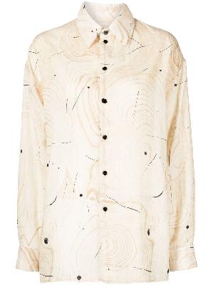 Lemaire - Neutral Abstract Print Wool Shirt