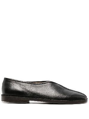 Lemaire - Black Flat Piped Leather Slippers