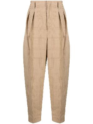 Lemaire - Neutral Seersucker Wool Tapered Trousers