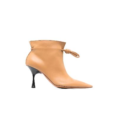 LOEWE - Neutral Flamenco 90 Leather Ankle Boots