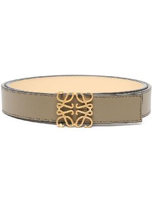 LOEWE - Green Anagram Buckle Leather Belt