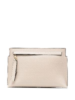 LOEWE - Neutral Mini Repeat T Embossed Leather Pouch