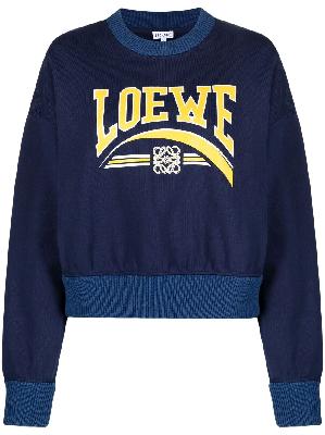 LOEWE - Blue Logo Print Cotton Sweatshirt