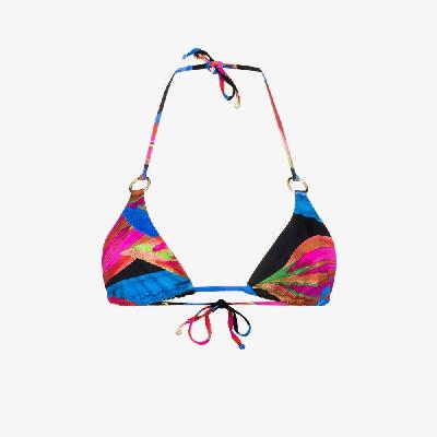 Louisa Ballou - Mini Ring Floral Print Triangle Bikini Top