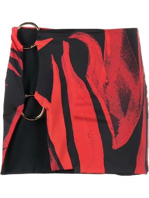 Louisa Ballou - Red And Black Double Ring Mini Skirt