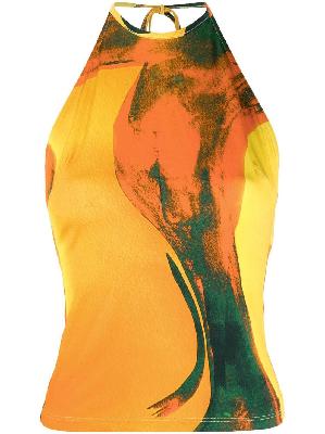 Louisa Ballou - Orange Printed Halterneck Top